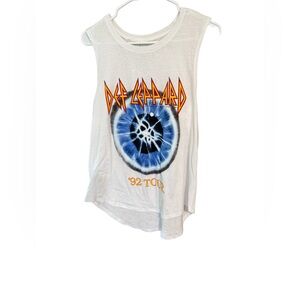 Def Leppard White and Blue Graphic Tank Top Medium